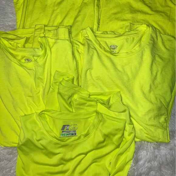 Neon Yellow /Green long Sleeve size Large Athletic Works Bundle (4 long 1 short) - Picture 2 of 3